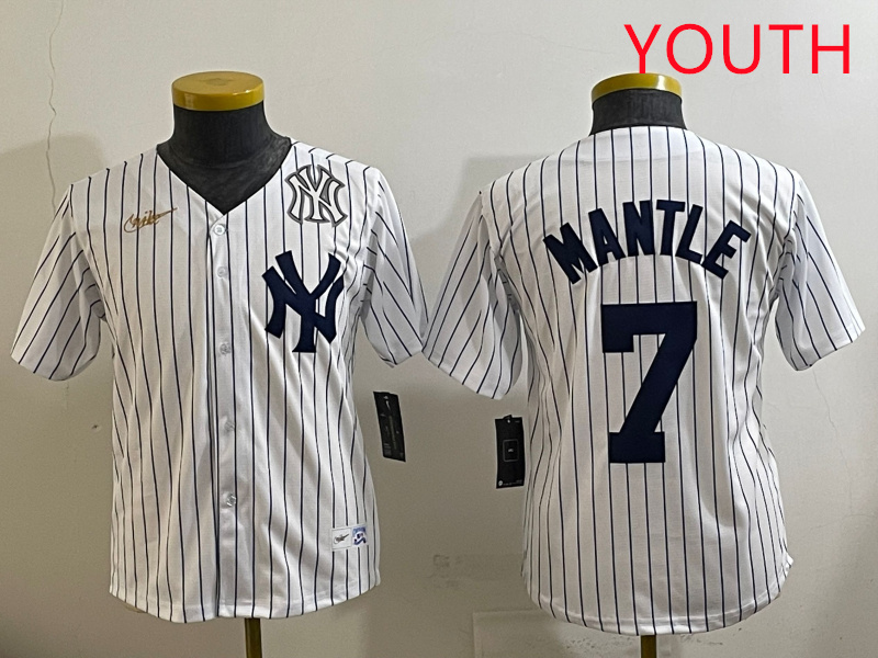 Youth New York Yankees 7 Mantle White 2025 Nike MLB jersey style 3